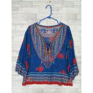 Women's Ruby Yaya‎ Bell Sleeve Rhinestone Embellished Blouse Top Size Large L